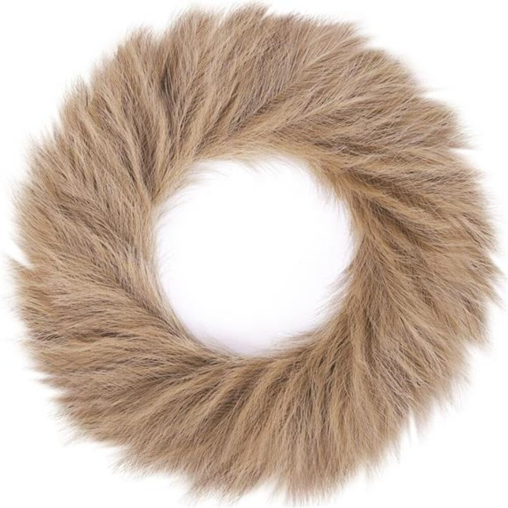 24'' Artificial Pampas Grass Boho Wreath for All Seasons, Light Brown Garland